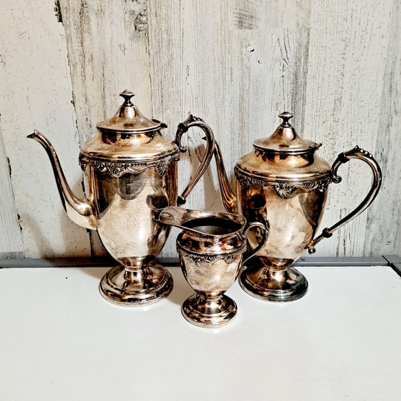 Vintage Kitchen Vintage Silver On Copper Coffee Tea Serving Set Te